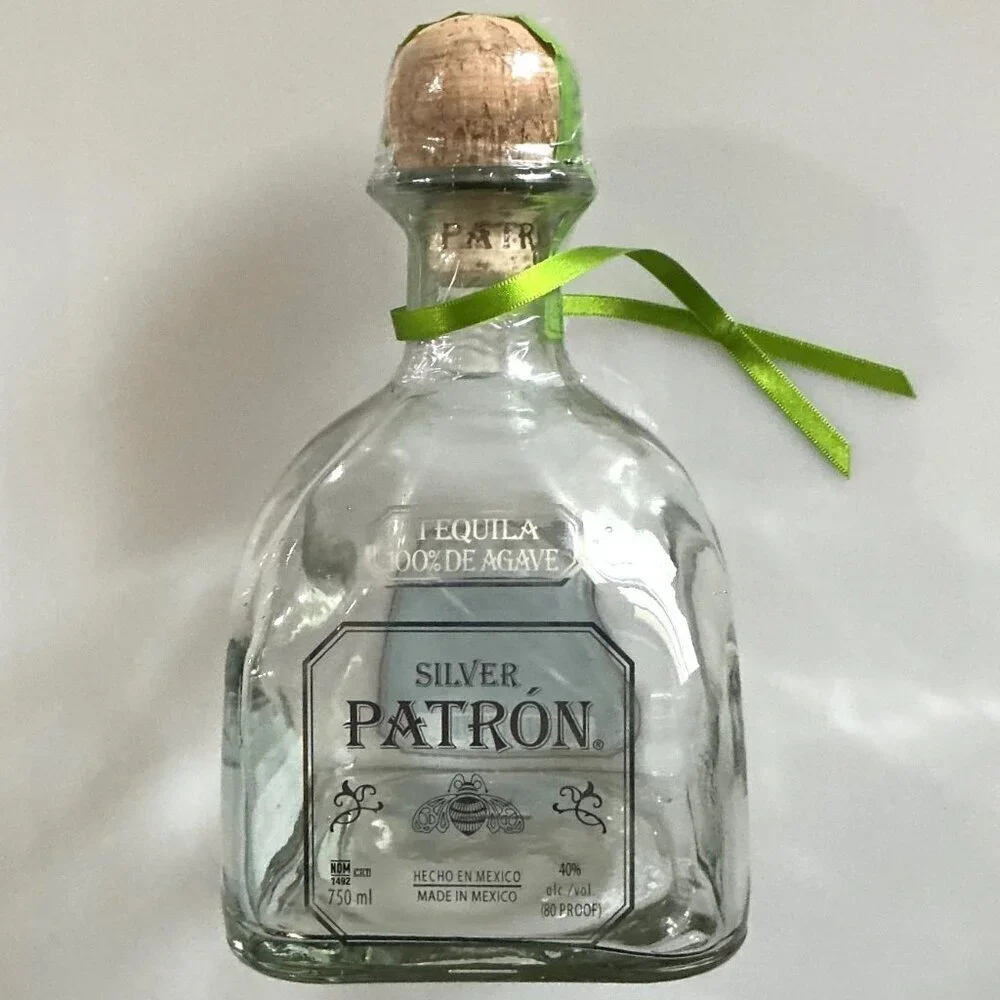 1 PATRON SILVER TEQUILA BOTTLES, GLASS 750 ML DIY CRAFTS PARTY DECOR